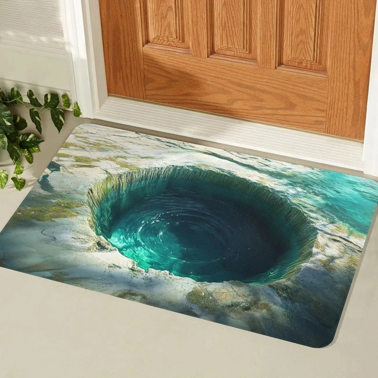 VIKAMA 3D Goldfish Lotus Pond Non-Slip Doormat