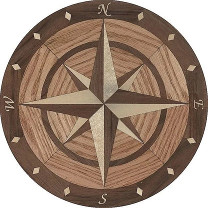Compass Round Medallion Non-Slip Area Rug