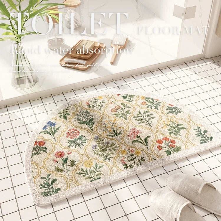 Fresh American Floral Bathroom Absorbent Non-Slip Door Floor Mat