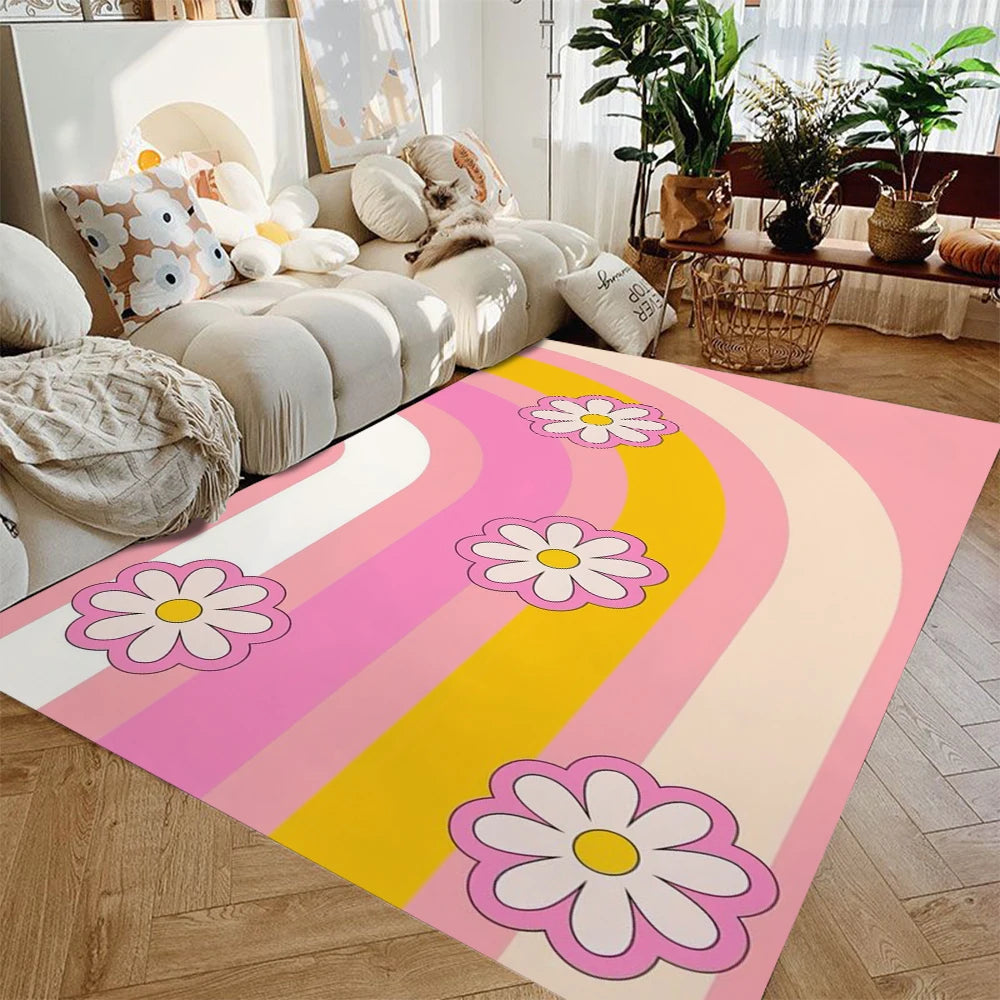 Kawaii Rainbow Kids Area Rug