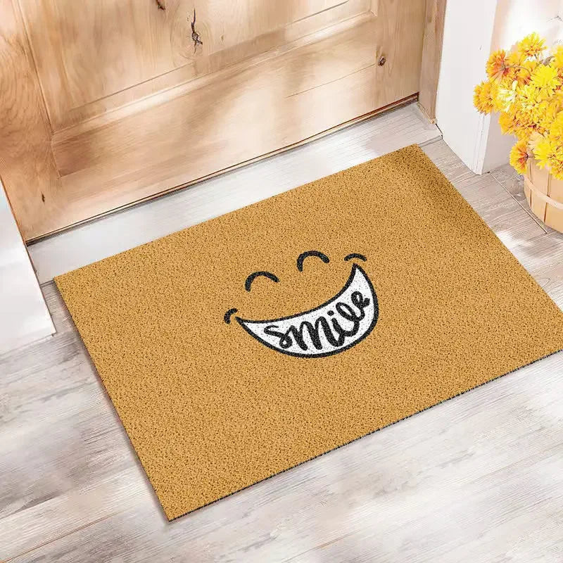 PVC Silk Ring Door Mat Non-Slip Dust Scraper Smiley Face Porch Floor Mat