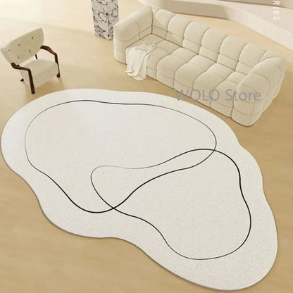 Cream Irregular Soft Fluffy Area Rug