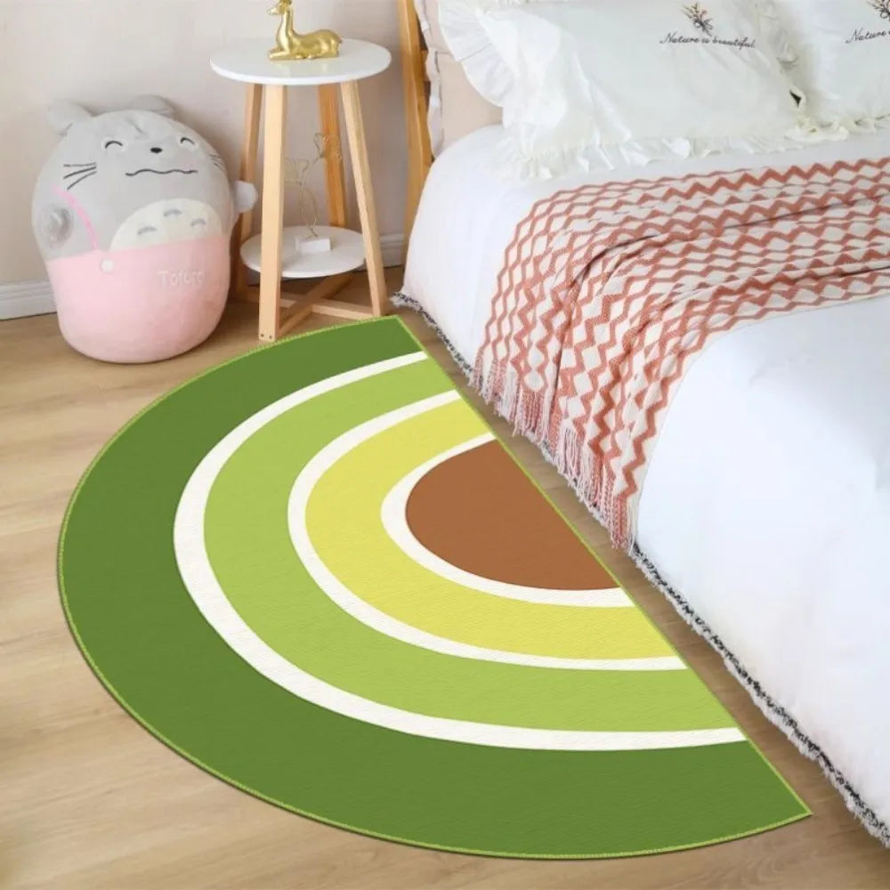 VIKAMA Rainbow Semi-Circular Carpet Non-Slip Bedroom Bedside Entry Door Mat