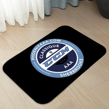 CCM Hockey Sports Letter Design Athlete Silhouette Welcome Door Mat