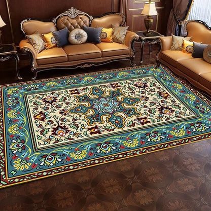 VIKAMA Vintage Persian Crystal Rug Ethnic Living Room Bedroom Carpet