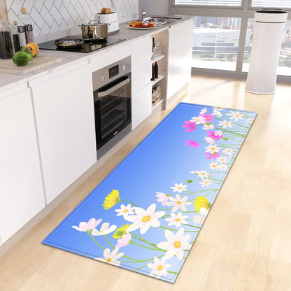 Tropical leaves non-slip washable kitchen mat
