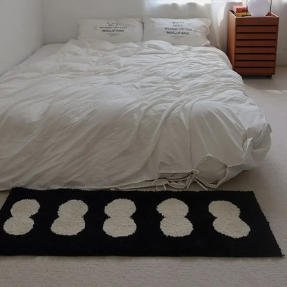 VIKAMA Black White Plush Bedside Rug Soft Bedroom Living Room Home Decor