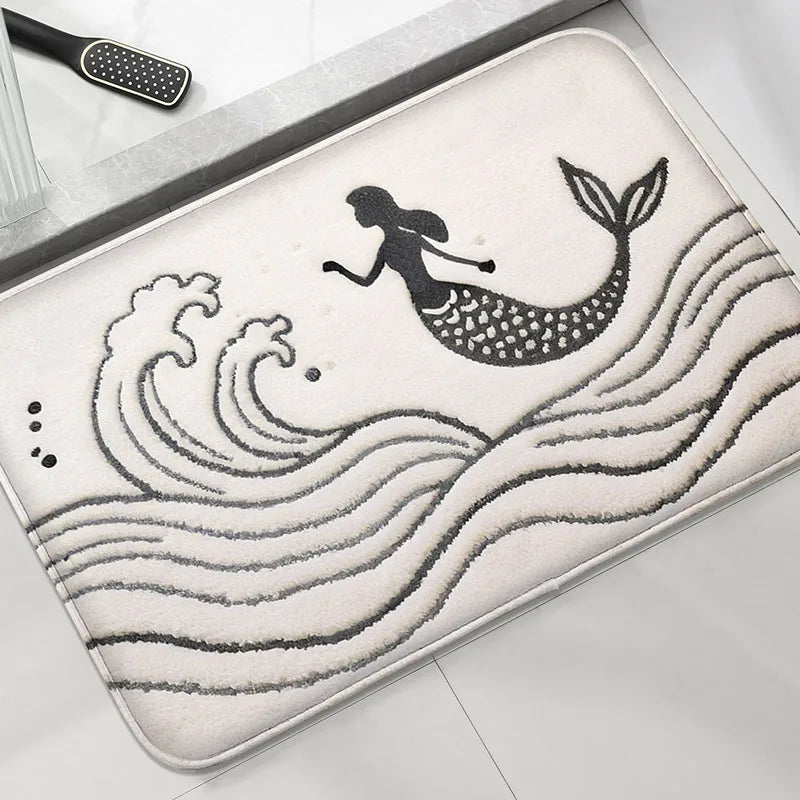 Underwater World Bathroom Mat Absorbent Non-Slip Toilet Rug Soft Comfortable Door Floor Carpet Home Decor