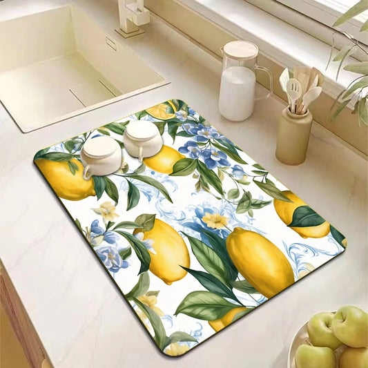 Lemon Rubber Kitchen Drying Mat