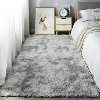 VIKAMA Silk Wool Shaggy Rug Non-Slip Washable Soft Plush Bedroom Area Rug Home Decor