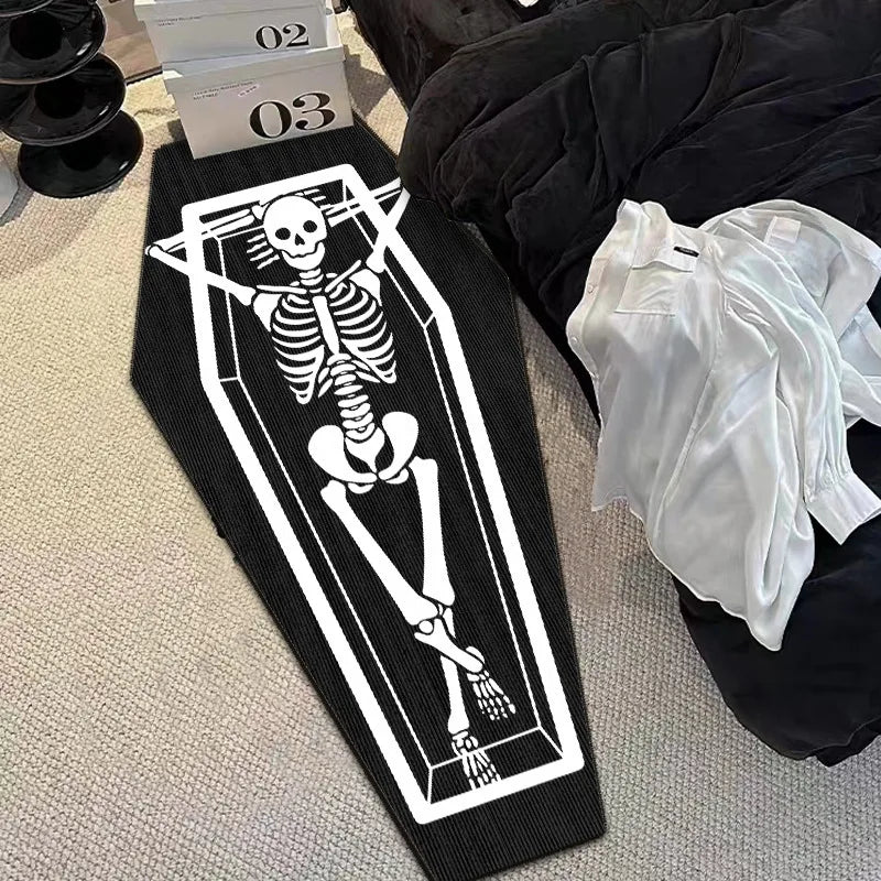 VIKAMA Halloween Gothic Skull Vampire Rug Bedroom Living Room Entrance Mat Home Decor