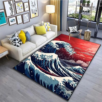 VIKAMA Ukiyo-e Wave Rug Home Decor