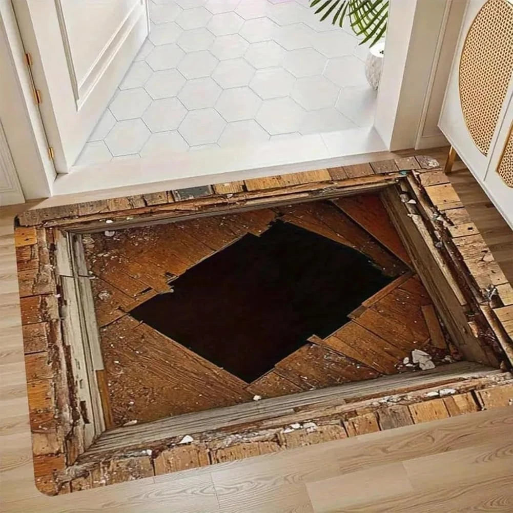 3D Brick Hole Illusion Doormat
