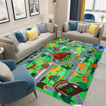 Dinosaur Park Kids Play Track Rug