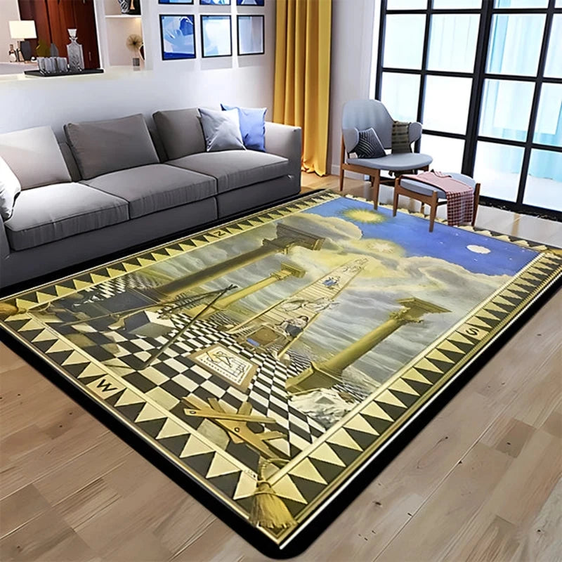 Freemasonry Masonic Symbol Non-Slip Area Rug