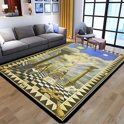 Freemasonry Masonic Symbol Non-Slip Area Rug