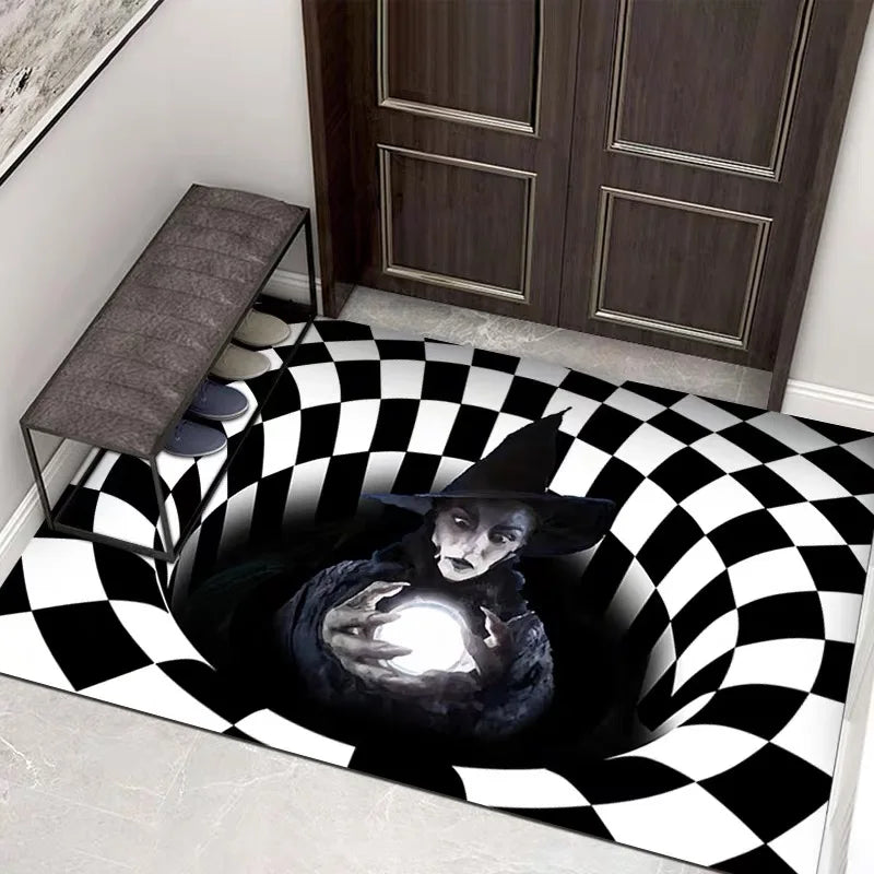 VIKAMA Halloween 3D Sewer Clown Doormat Horror Entry Door Mat Non-Slip Floor Carpet