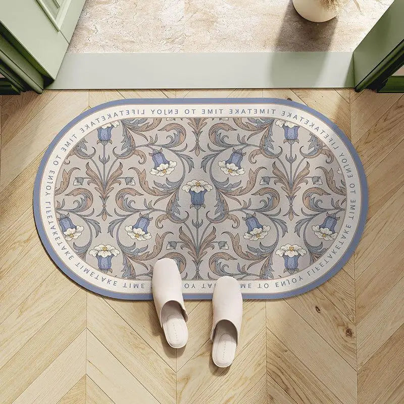 Light Luxury European Floral Bathroom Absorbent Diatom Mud Non-slip Floor Mat Door Mat