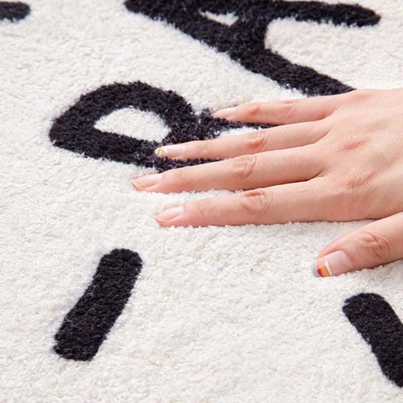 Modern Luxury Black & White Plush Washable Area Rug