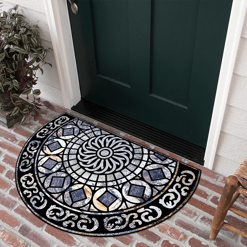 Semi-Circle Crystal Velvet Non-Slip Entrance Mat