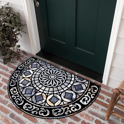 Semi-Circle Crystal Velvet Non-Slip Entrance Mat