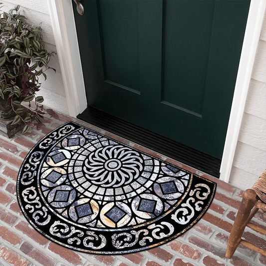 Semi-Circle Crystal Velvet Non-Slip Entrance Mat