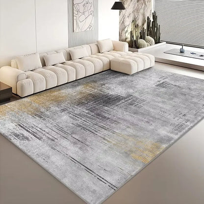 Modern Abstract Grey Plush Washable Area Rug