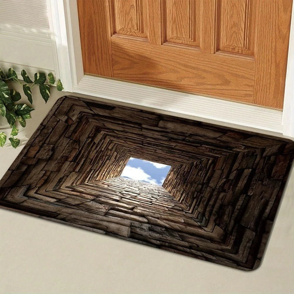 3D Brick Hole Illusion Doormat