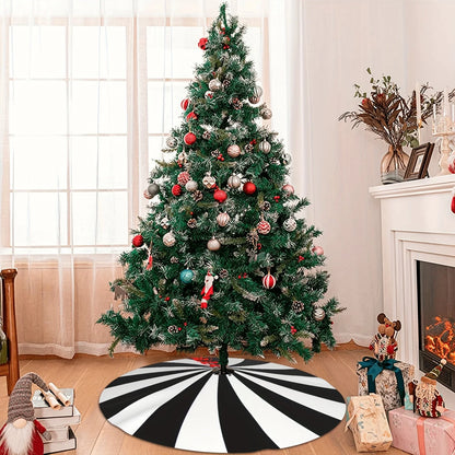 VIKAMA Black White Candy Christmas Tree Skirt Rug