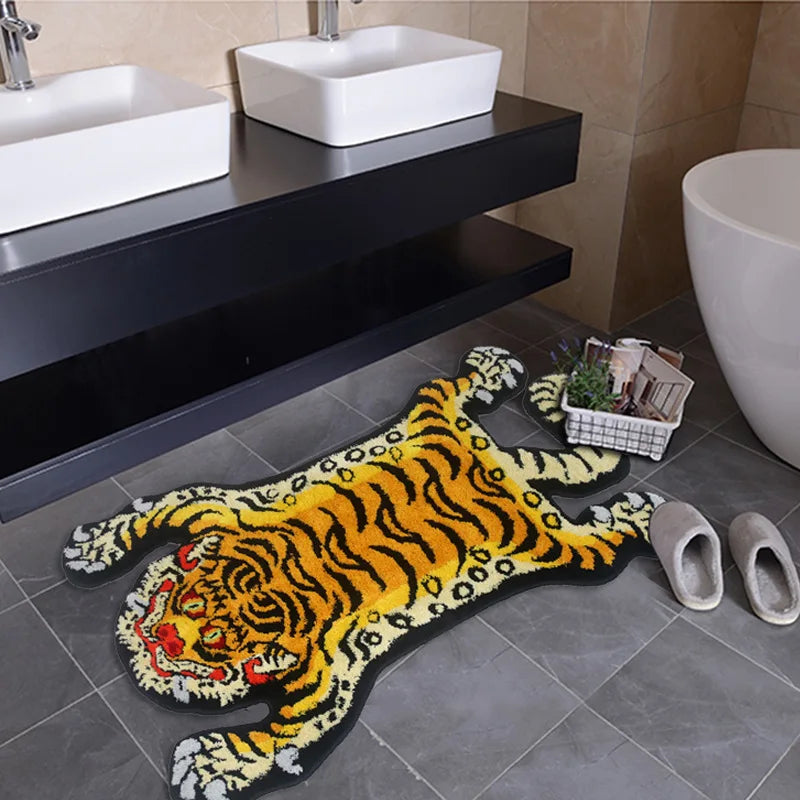VIKAMA Bionic Tiger Decorative Rug - Unique Shaped Floor Mats for Living Room and Bedroom Decoration