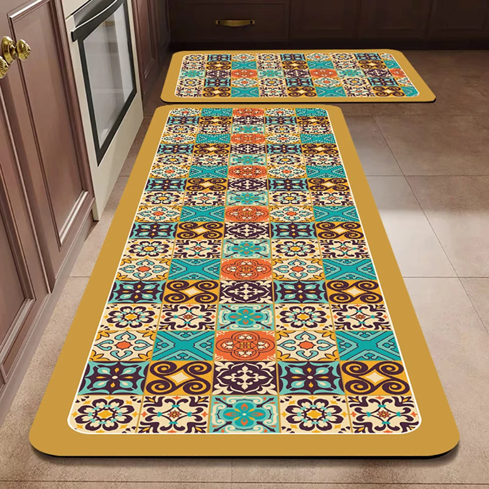 VIKAMA Kitchen Oil-Resistant Floor Mat Absorbent Quick-Dry Non-Slip Bathroom Doormat