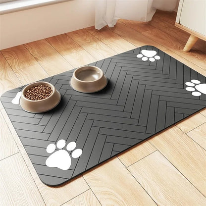 Absorbent waterproof pet feeding mat for dog and cat bowls