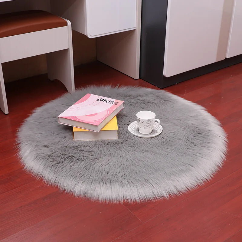 Round Faux Sheepskin Fluffy Area Rug