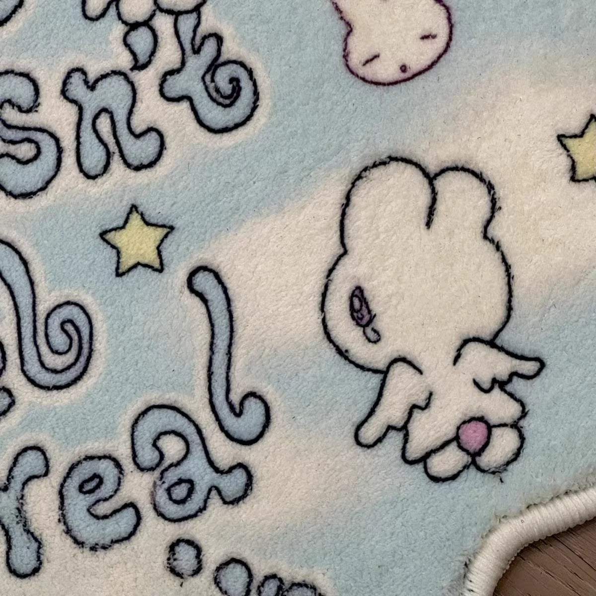 VIKAMA Cute Angel Rabbit Rug Imitation Cashmere Soft Non-Slip Living Room Floor Mat Bedroom Doormat Home Decor