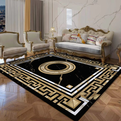Black Gold Marble Luxury Area Rug