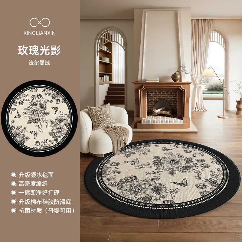 Medieval Style Round Light Luxury Washable Area Rug