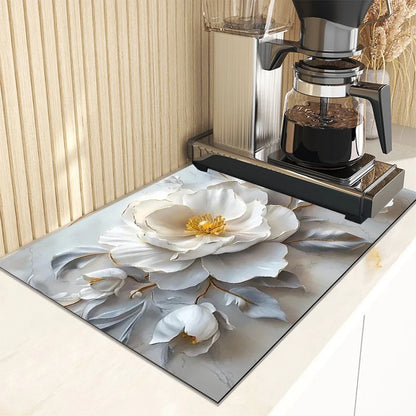Floral Absorbent Kitchen Drying Mat