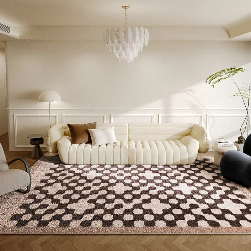 VIKAMA Cream Checkerboard Luxury Carpet