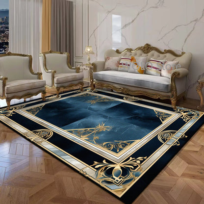 Black Gold Marble Luxury Area Rug