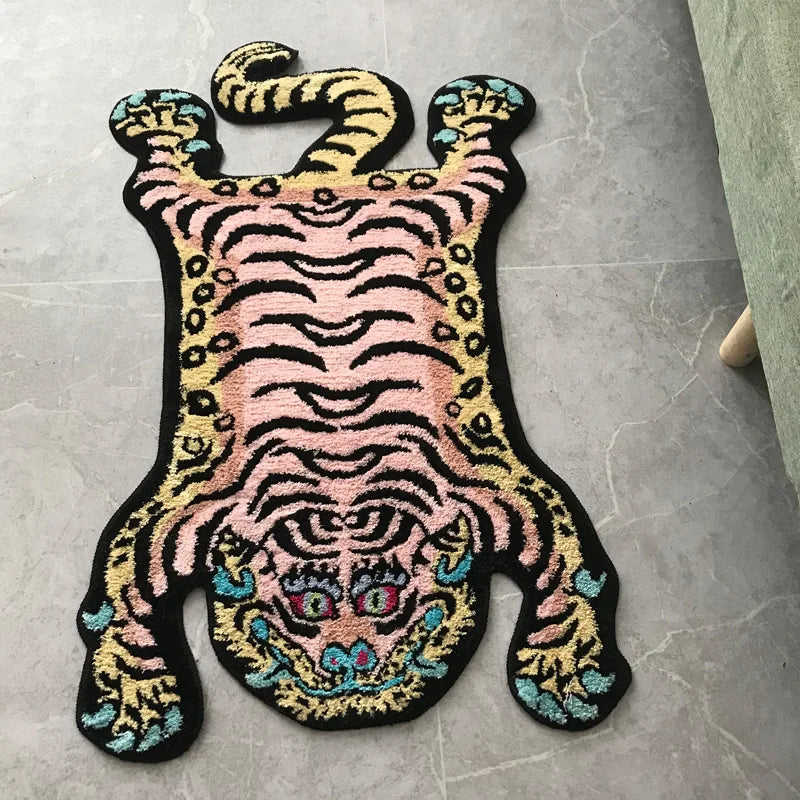 VIKAMA Bionic Tiger Decorative Rug - Unique Shaped Floor Mats for Living Room and Bedroom Decoration
