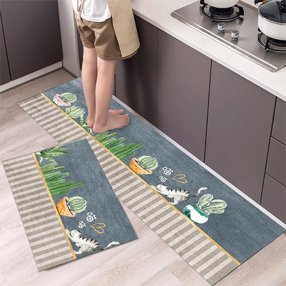 Non-Slip Kitchen Mat Long Crystal Velvet Rug Absorbent Foot Mat Bedroom Living Room Doormat Small Carpet Home Decor