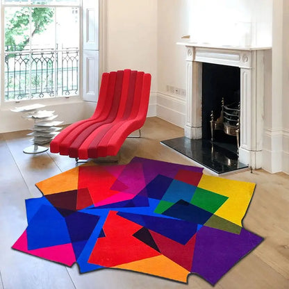 Luxury Dopamine Colorful Irregular Plush Area Rug