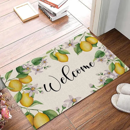 VIKAMA Lemon Floral Welcome Entrance Mat