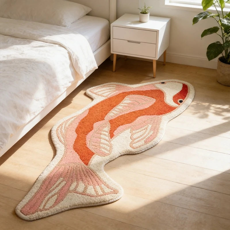 VIKAMA Koi Fish Shaped Non-Slip Washable Area Rug