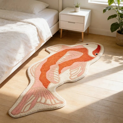 VIKAMA Koi Fish Shaped Non-Slip Washable Area Rug