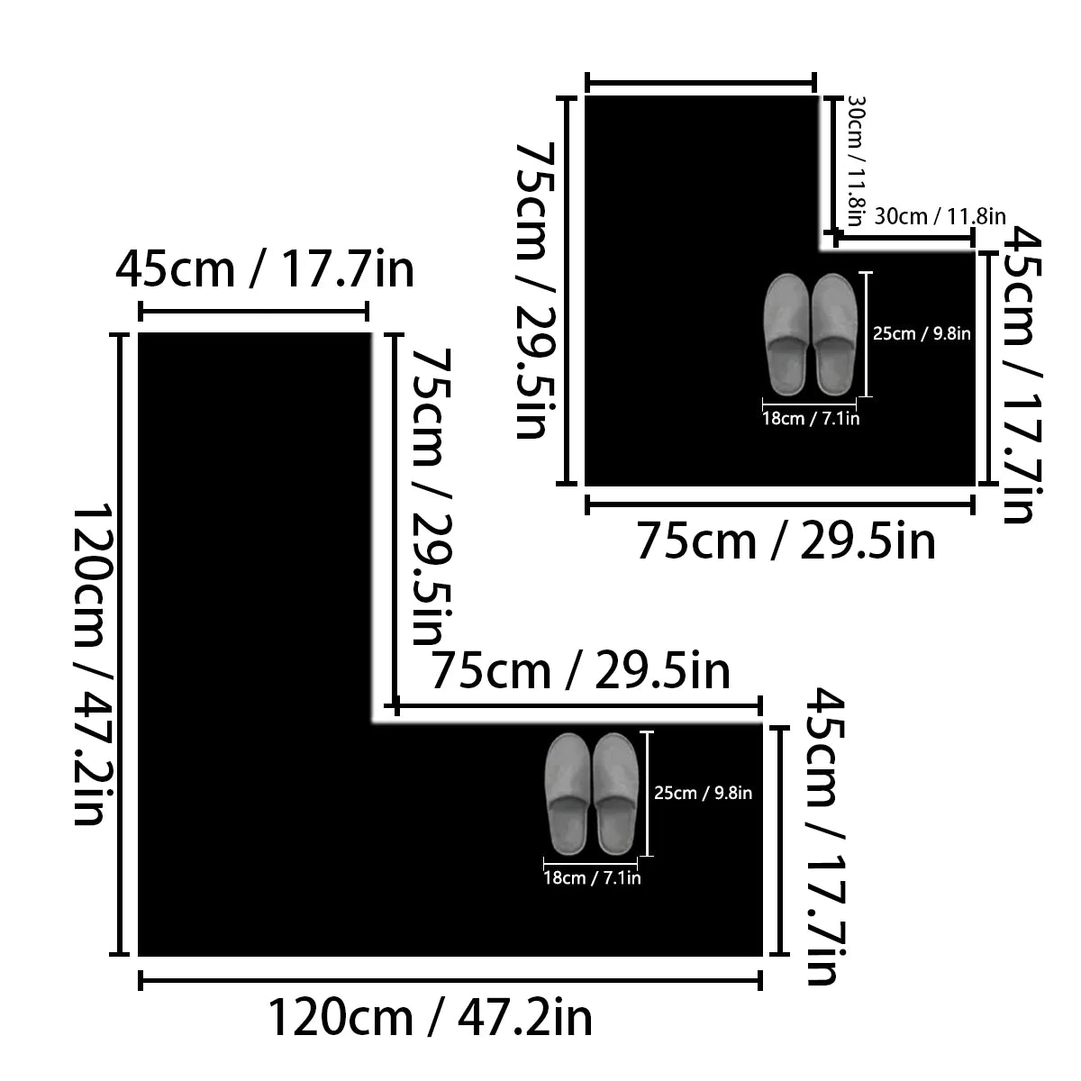 Minimalist Diatomaceous Earth L-Shaped Bathroom Floor Mat Non-Slip Absorbent Shower Door Mat