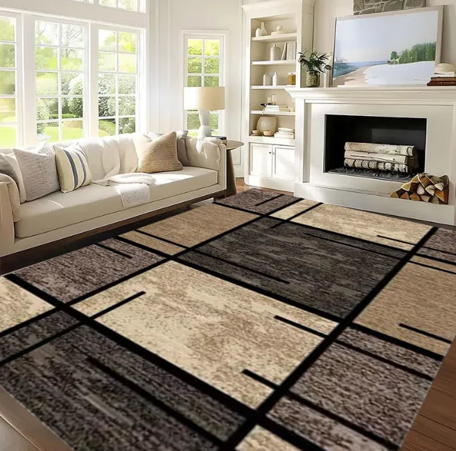 Modern soft line print floor mat