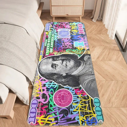 $100 Bill Graffiti Print Rug