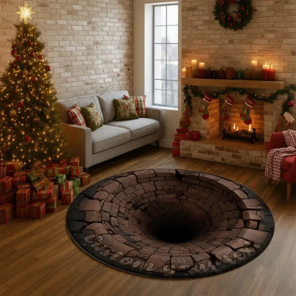 3D Deep Crack Illusion Round Rug
