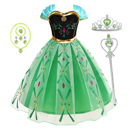 Disney Frozen Elsa Anna Princess Costume Dress For Girls